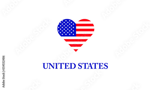 USA / United States / U.S. heart flag love symbol country America vector illustraiton 