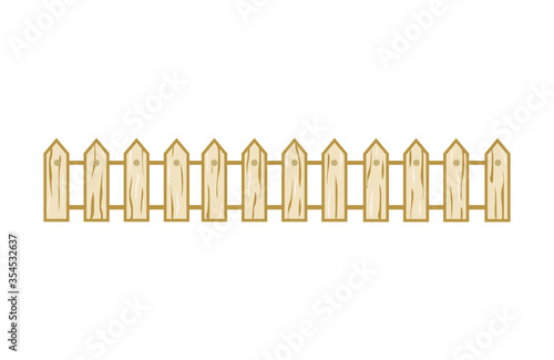 Wooden fence on a white background. Vector illustration on an isolated background.