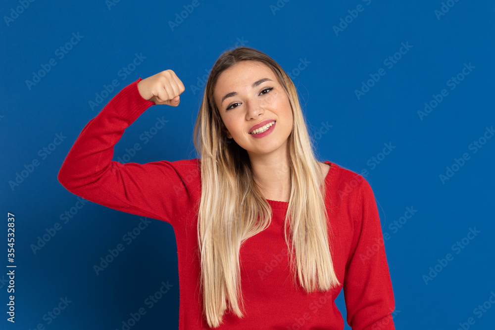 Fototapeta premium Fair girl with red T-shirt