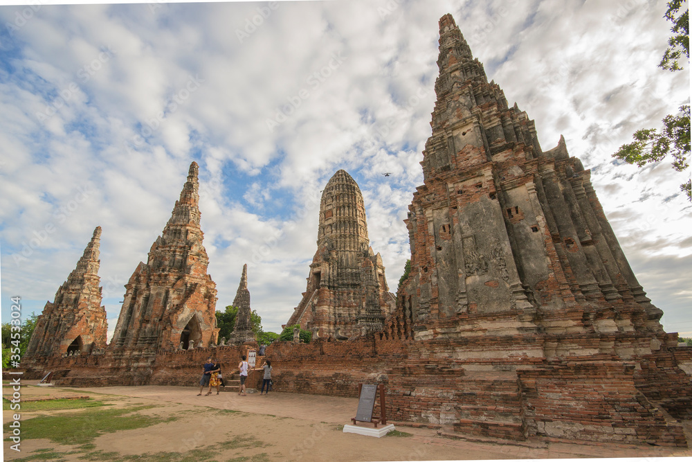 Fototapeta premium Ayutthaya, Thailand - August 23th 2015: Ayutthaya is the former capital of Phra Nakhon Si Ayutthaya province in Thailand. In 1767, the city was destroyed by the Burmese army.