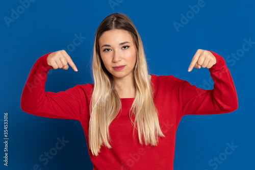 Fair girl with red T-shirt