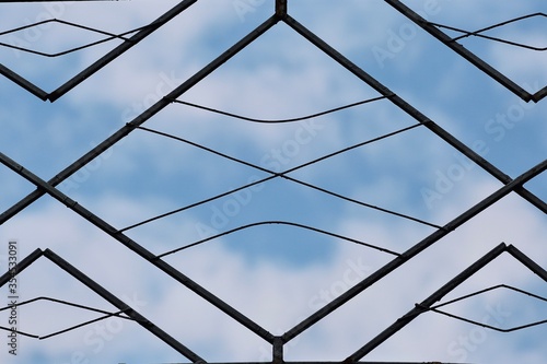 blue sky reflection with metal construction