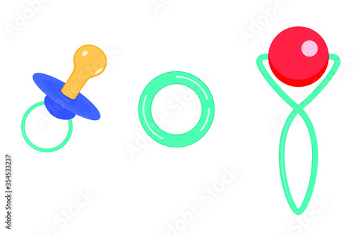 Toys for the baby. Isolated vector image on a white background. Flat style.