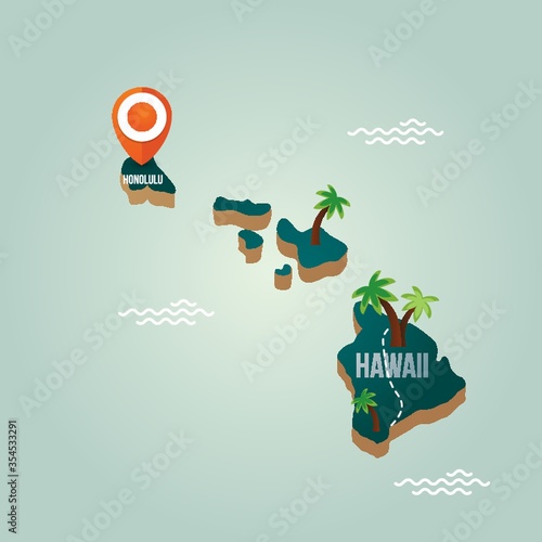 Hawaii map with capital city