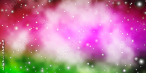 Light Pink, Green vector background with small and big stars. Colorful illustration with abstract gradient stars. Theme for cell phones.