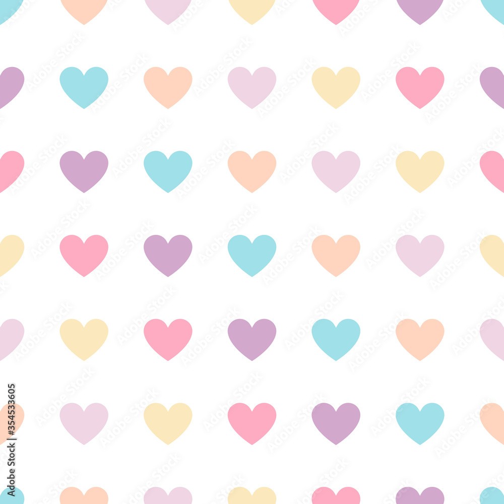 Heart Seamless Pattern with Pastel Color. Can used for Printing of Paper, Fabric, Wall Interior, etc - EPS 10 Vector