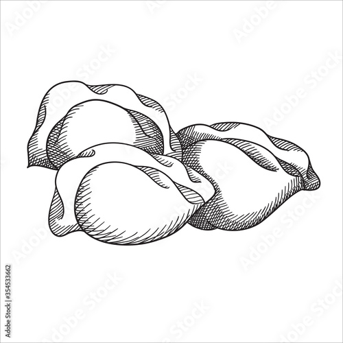 dumplings. freehand drawing, graphics vintage