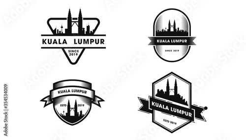Kuala Lumpur Badge Logo. Kuala Lumpur and landmarks silhouette vector