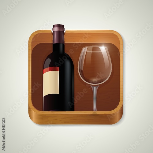 Wine bottle and glass