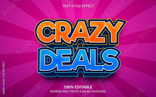 Editable Text Effect, Crazy Deals Text Style