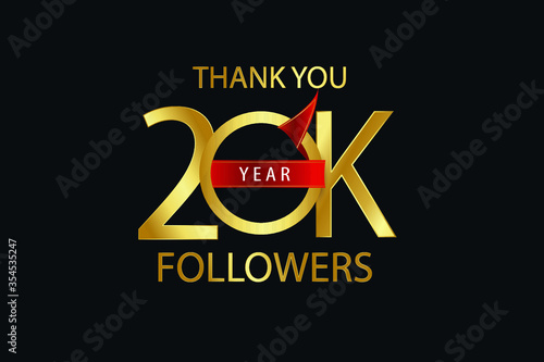 20K,20.000 Follower celebration logotype. anniversary logo with gold on black background for social media - Vector