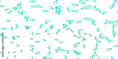 Light Green vector texture with women's rights symbols.