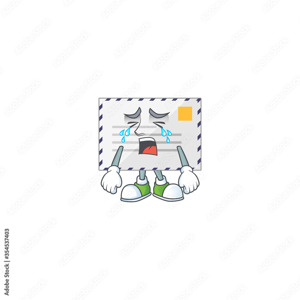 A crying letter cartoon character drawing concept A crying letter cartoon character drawing concept