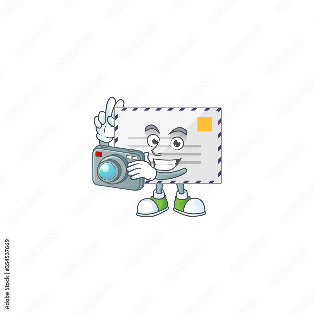 Letter photographer mascot design taking a picture with a camera Letter photographer mascot design taking a picture with a camera