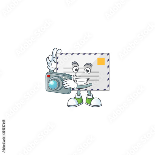 Letter photographer mascot design taking a picture with a camera