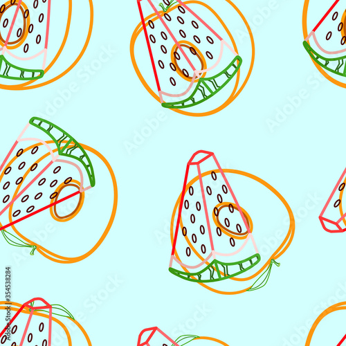 Modern fruits seamless pattern, great design for any purposes. Line concept art. Vector fashion background. 