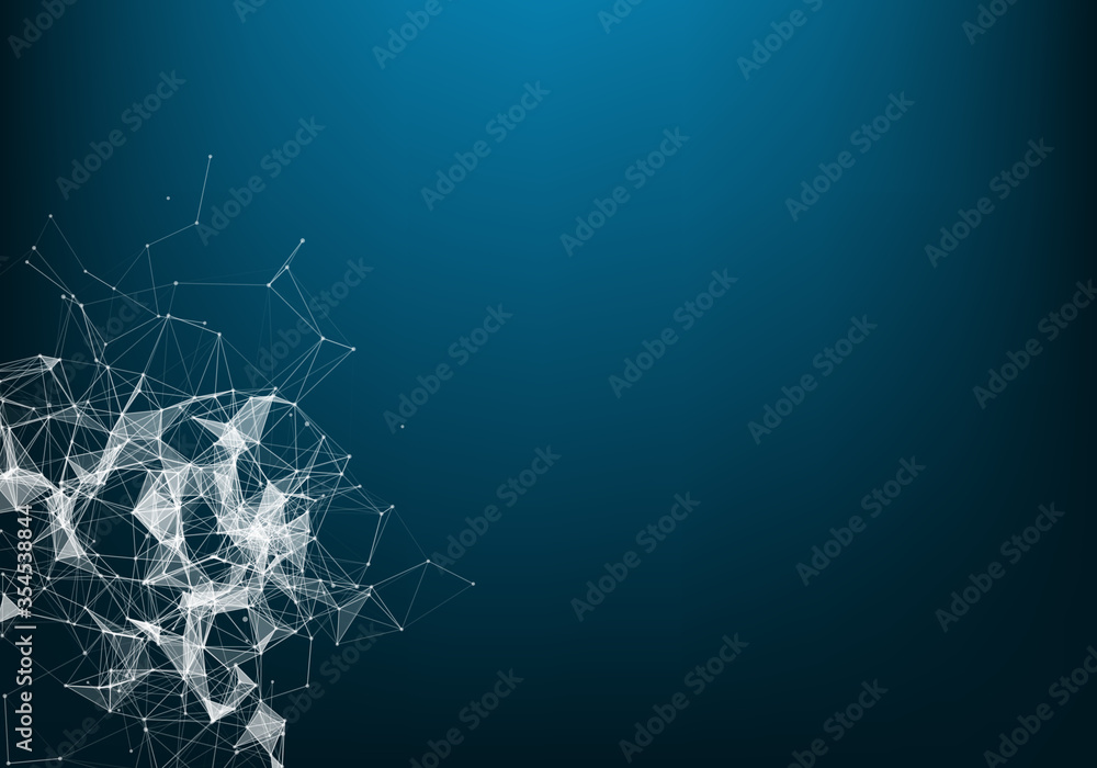 Geometric graphic background molecule and communication. Big data complex with compounds. Perspective backdrop. Minimal array. Digital data visualization. Scientific cybernetic vector illustration