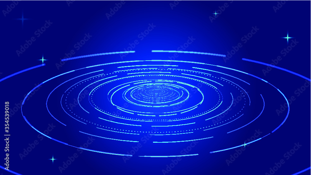 Glowing rotating lines and digital, internet technology big data background Glowing rotating lines and digital, internet technology big data background