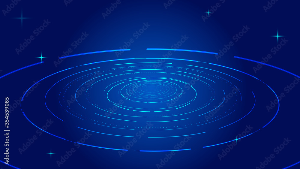 Obraz premium Glowing rotating lines and digital, internet technology big data background