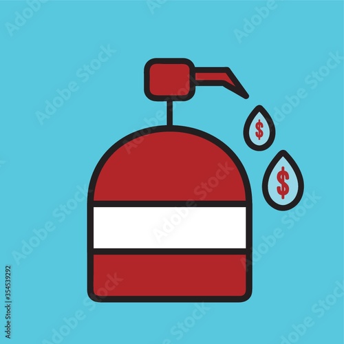 Pump bottle with water drops