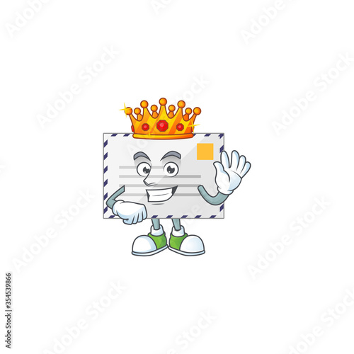 A charming King of letter cartoon character design with gold crown