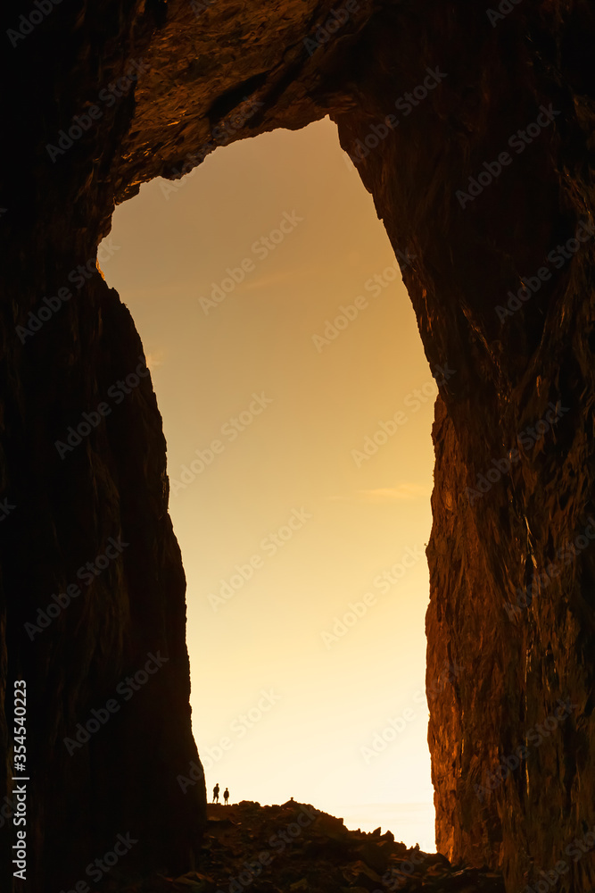 Sky through a hole in the mountain in Norway, Torghatten