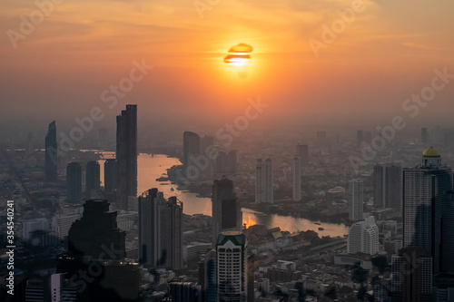 Bangkok evening view in the business district