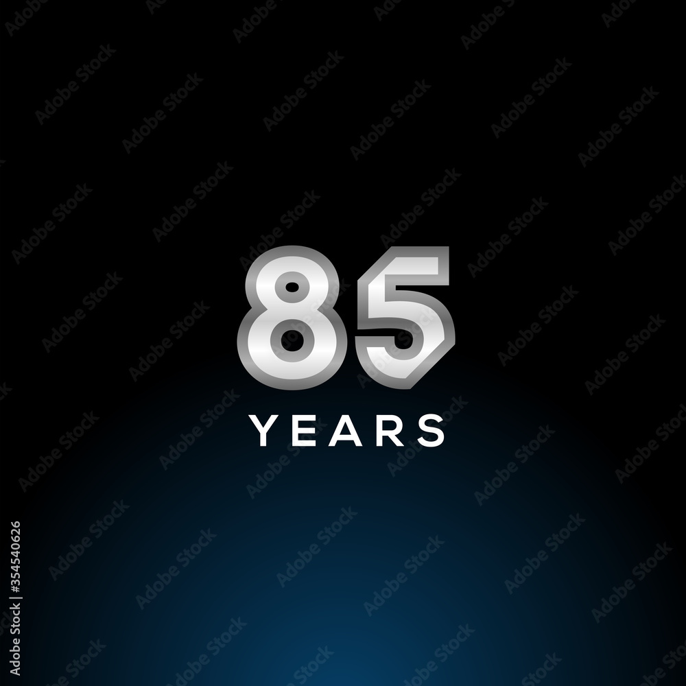 85 Years Anniversary White Number Vector Design 85 Years Anniversary White Number Vector Design