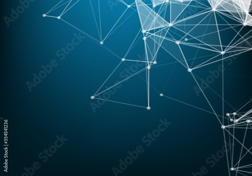 Global network connections with points and lines. Wireframe background. Abstract connection structure. Polygonal space background. Vector illustration