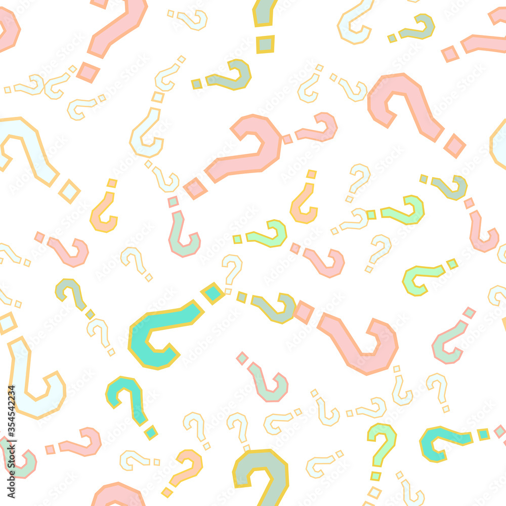 Quiz seamless pattern. Question marks, doubt, faq