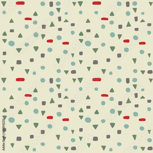 Trendy vintage geometrical seamless patterns. Retro vector abstract print with rectangles, squares, circles. For wrapping paper, textile, apparel. Eps10, editable