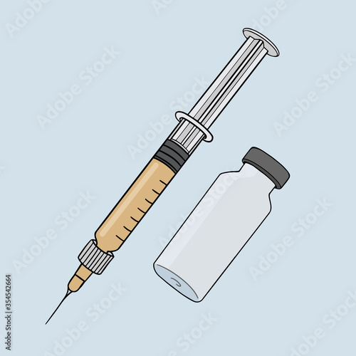 HYPODERMIC INJECTION Medical Equipment Illness Pandemic Epidemic Medical Practitioner Vector Illustration Set