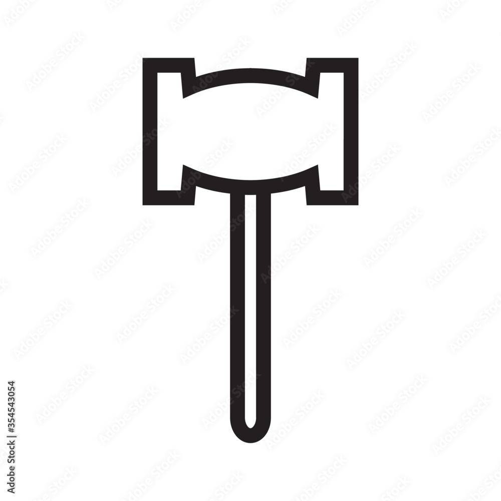 Wooden hammer icon with outline style Wooden hammer icon with outline style