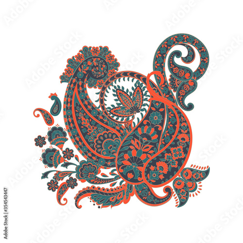Paisley isolated. Card with paisley isolated for design. Floral vector pattern. Embroidery floral vector pattern