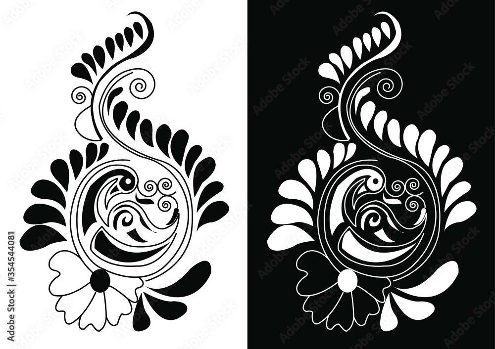 beautiful alpona design concept of peacock with feathers decorated with