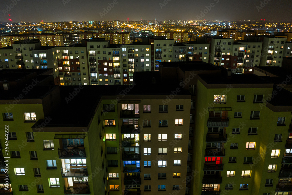 City at night, flats in night lights in Silesia, Poland City at night, flats in night lights in Silesia, Poland