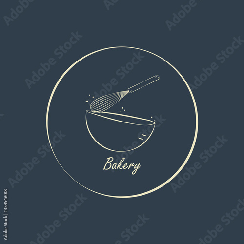 Bakery logo design. Bakery sign vector. Whisk logo design.