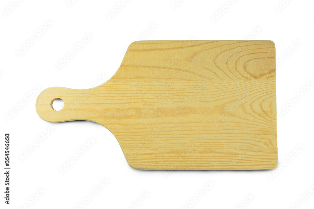 Empty brown wooden cutting board isolated on white background, top view, with clipping path Empty brown wooden cutting board isolated on white background, top view, with clipping path