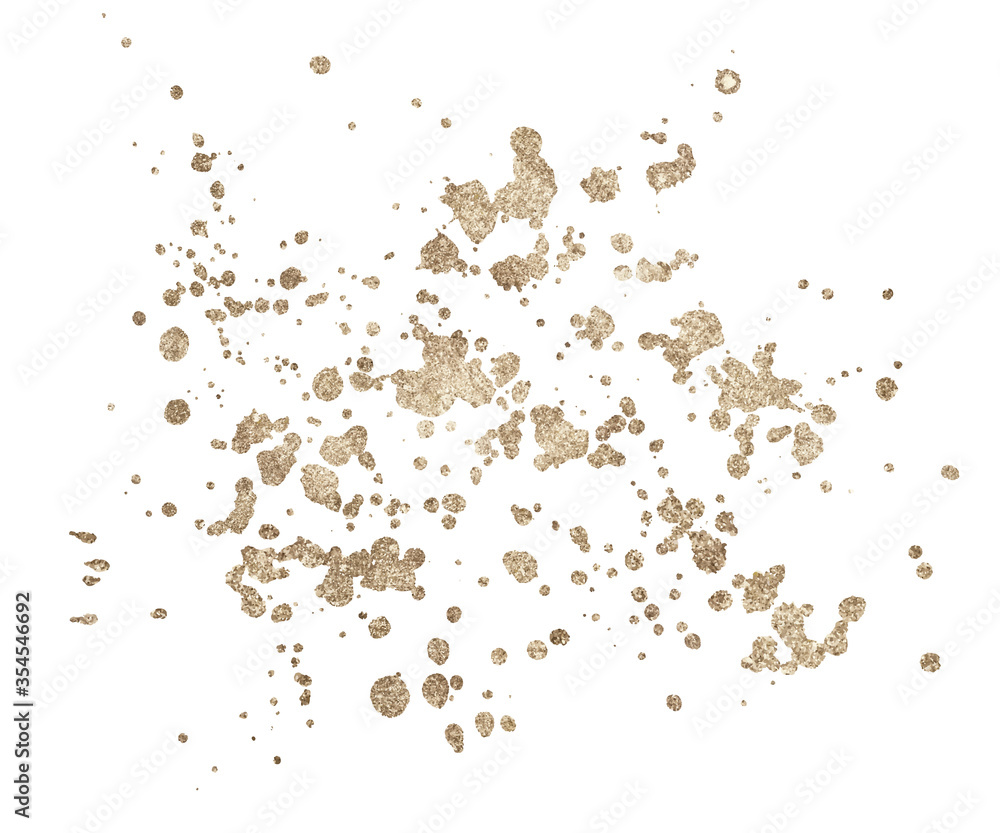 Set of gold splash on white background. Grunge ink blots and drops. Set of gold splash on white background. Grunge ink blots and drops.