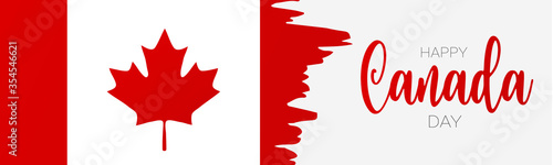 Canada day banner or header background. July 1st national holiday. Canadian flag with maple leaf. Vector illustration.