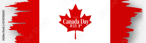 Canada day banner or header background. July 1st national holiday. Canadian flag with maple leaf. Vector illustration.