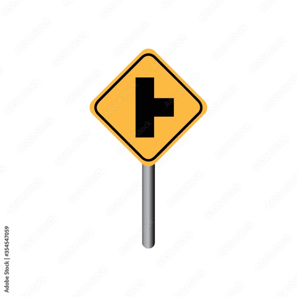 Side road at a perpendicular angle sign Side road at a perpendicular angle sign
