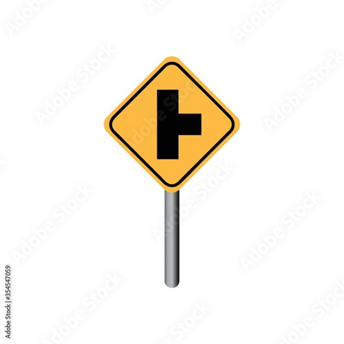 Side road at a perpendicular angle sign
