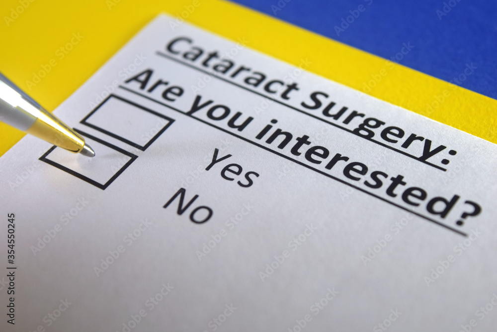 One person is answering question about cataract surgery. One person is answering question about cataract surgery.