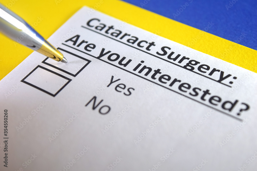 One person is answering question about cataract surgery. One person is answering question about cataract surgery.
