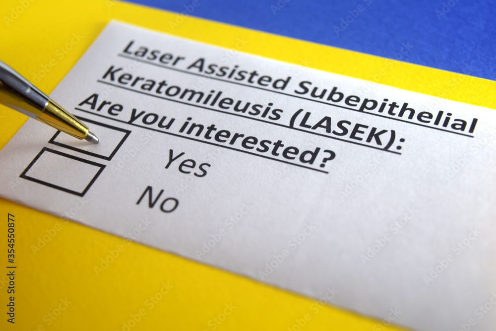 One person is answering question about laser assisted subepithelial keratomileusis (LASEK). One person is answering question about laser assisted subepithelial keratomileusis (LASEK).