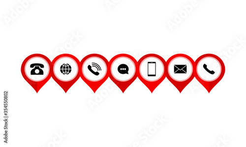 Set of communication icons set modern button . Phone, mobile phone, mail on isolated background for applications, web, app. EPS 10 vector.