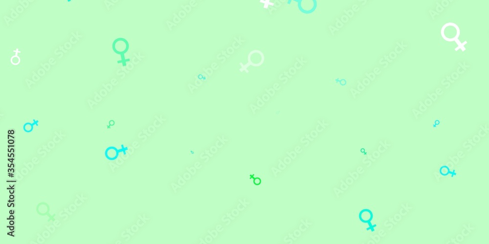 Light Green vector background with woman symbols.