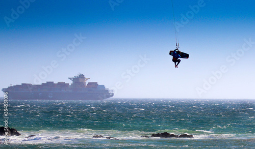 kite surfing in the sea jumping