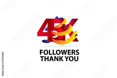 45K, 45.000 Followers Thank you logo Sign Ribbon Gold space Red and Blue, Yellow number vector illustration for social media, internet - vector